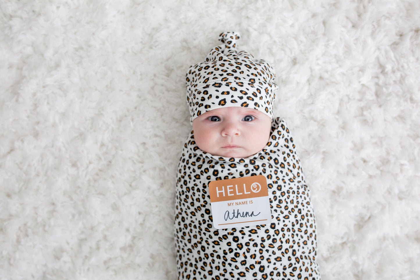 Lulujo - Bamboo Hat and Muslin Swaddle Blanket Gift Set - Leopard