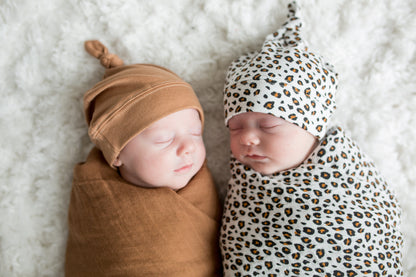 Lulujo - Bamboo Hat and Muslin Swaddle Blanket Gift Set - Leopard