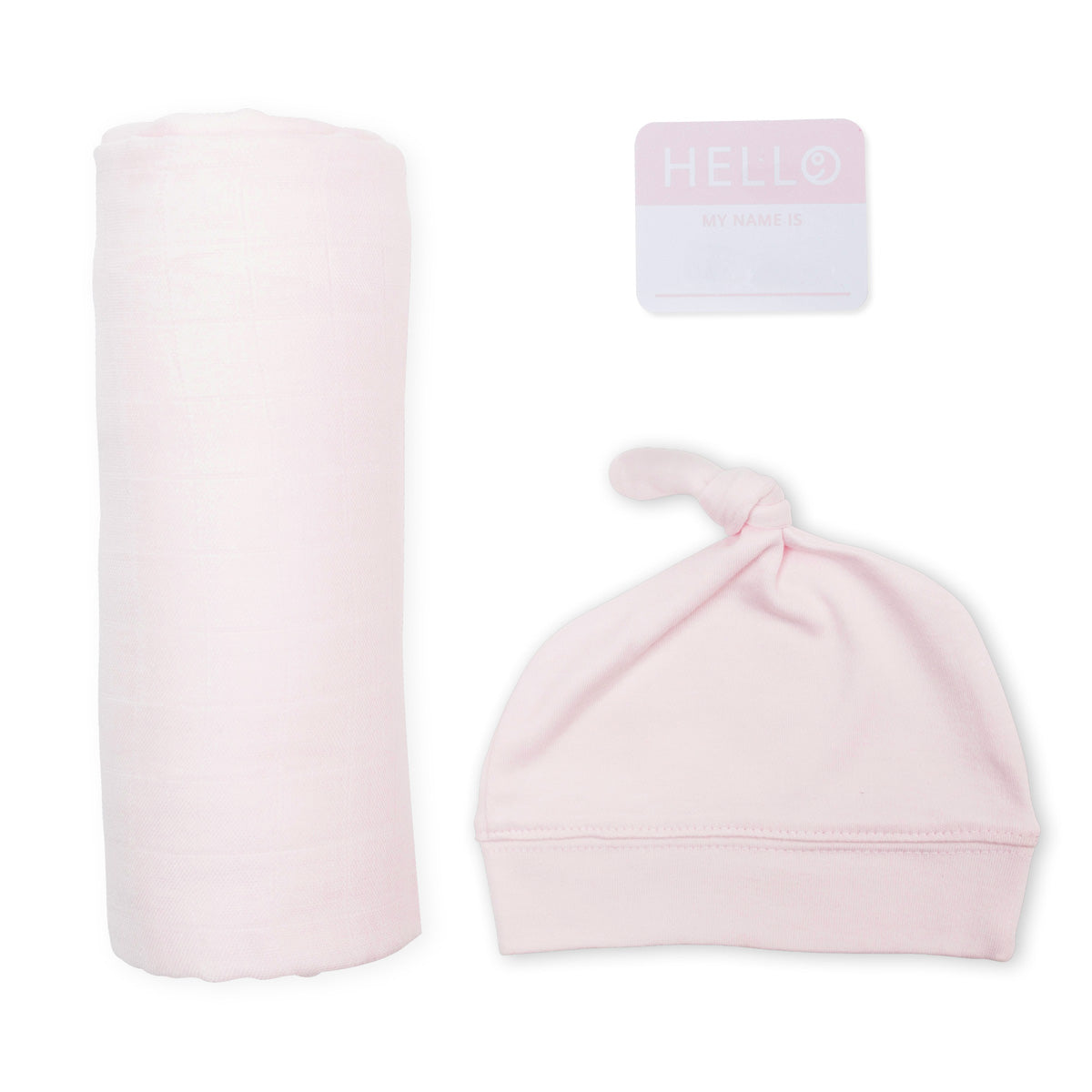Lulujo - Bamboo Hat and Muslin Swaddle Blanket Gift Set - Pink
