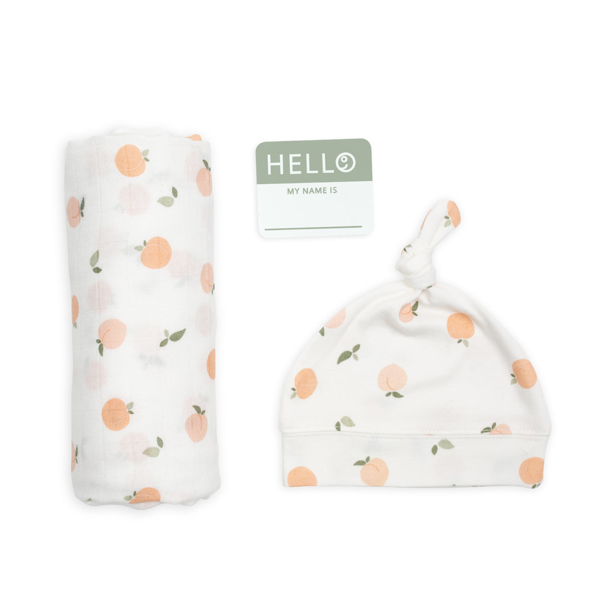Lulujo - Bamboo Hat and Muslin Swaddle Blanket Gift Set - Peaches