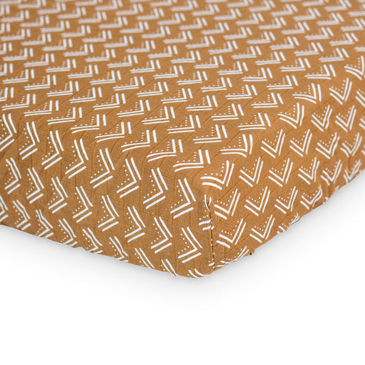 Lulujo - Cotton Fitted Cot  Sheet - Mudcloth (135cm x 70cm)