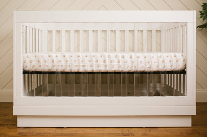 Lulujo - Cotton Fitted Cot  Sheet - Rainbows (135cm x 70cm)