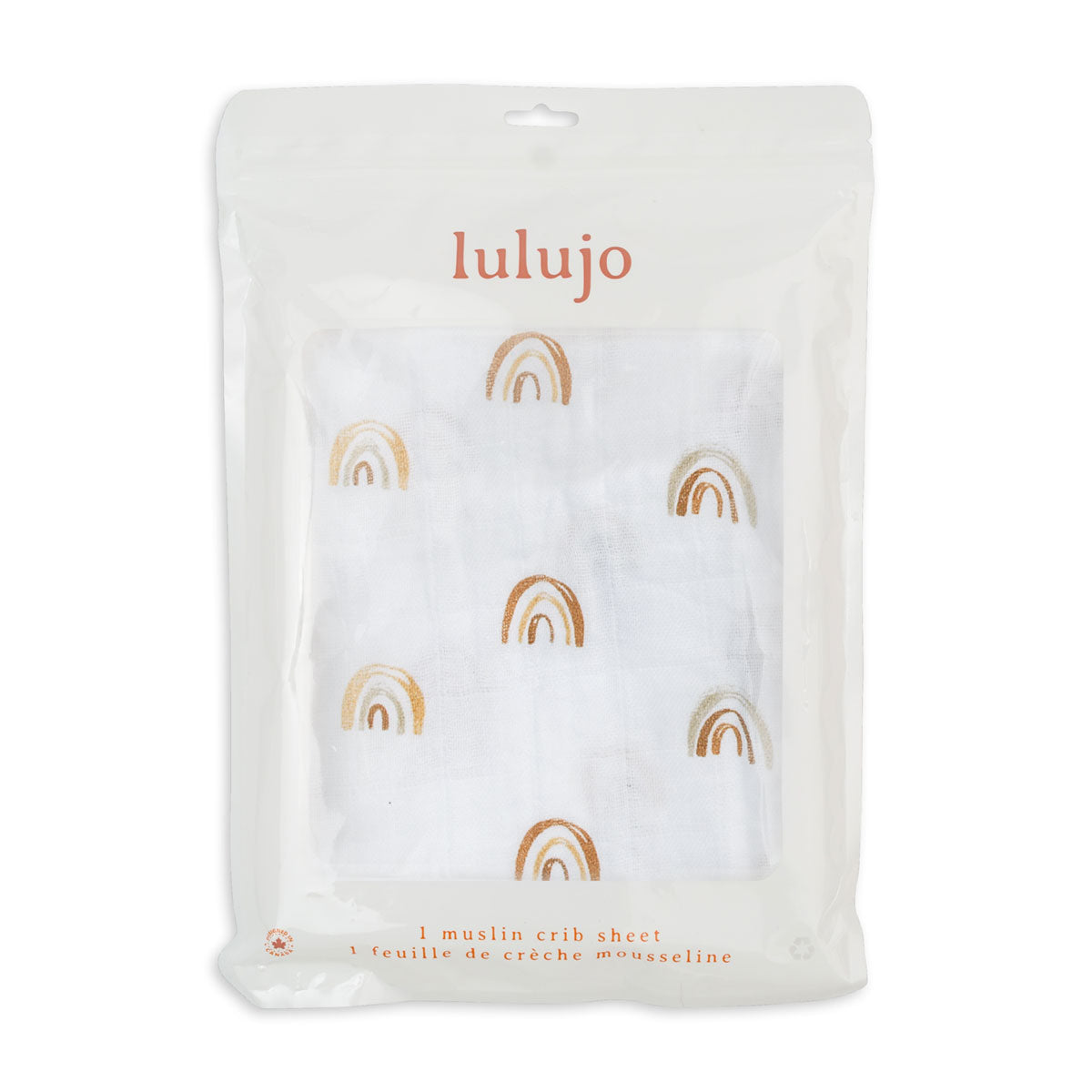 Lulujo - Cotton Fitted Cot  Sheet - Rainbows (135cm x 70cm)