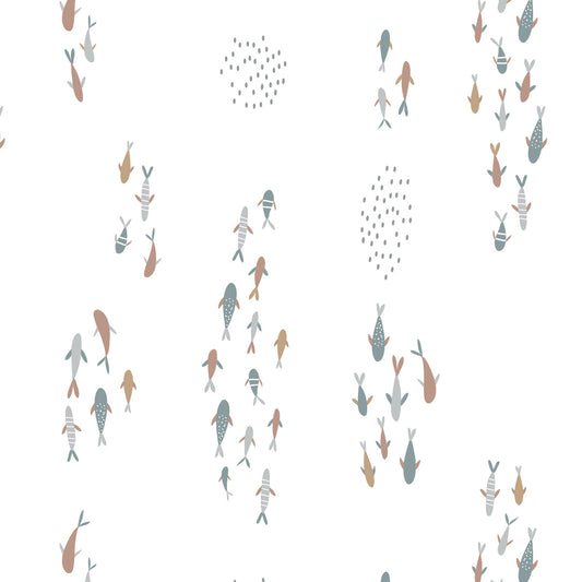 Lulujo - Cotton Fitted Crib Sheet - Fish  (81cm x 43cm)