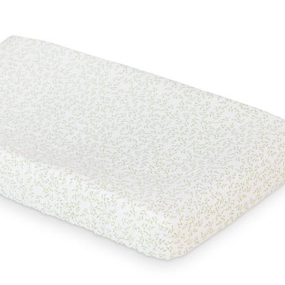 Lulujo - Cotton Fitted Crib Sheet - Greenery (81cm x 43cm)