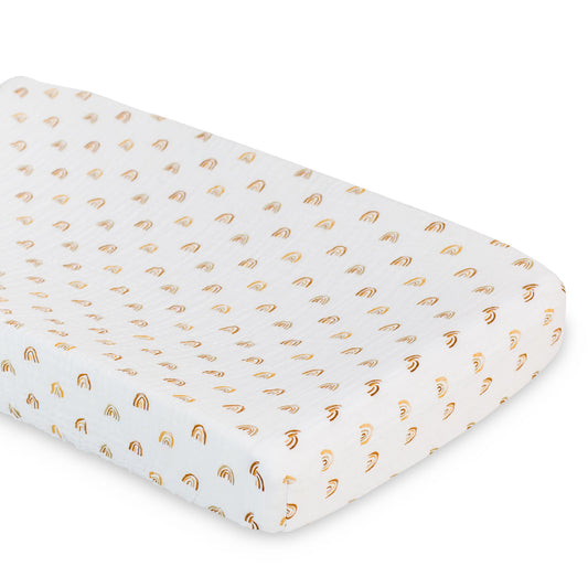 Lulujo - Cotton Fitted Crib Sheet - Rainbows (81cm x 43cm)