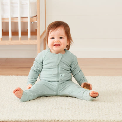 ergoPouch - Organic Layers Long Sleeve Babygrow Sage - Mild 0.2 TOG