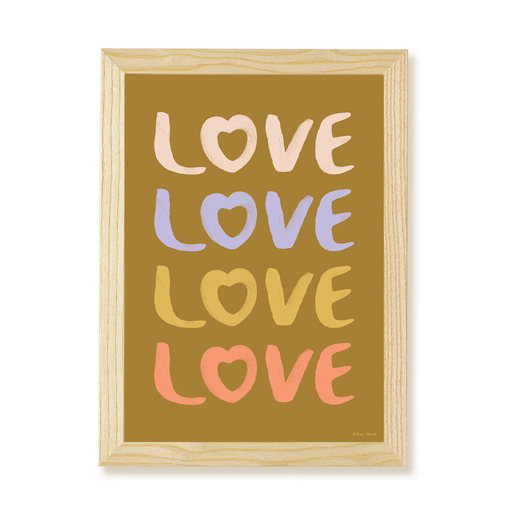 Hibou Design LOVE Art Print - Olive