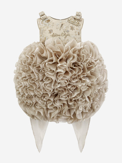 Maison Ava Girls Pomme Occasion Dress in Gold