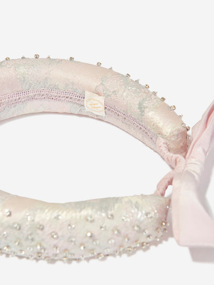 Maison Ava Girls Brocade Headband in Pink