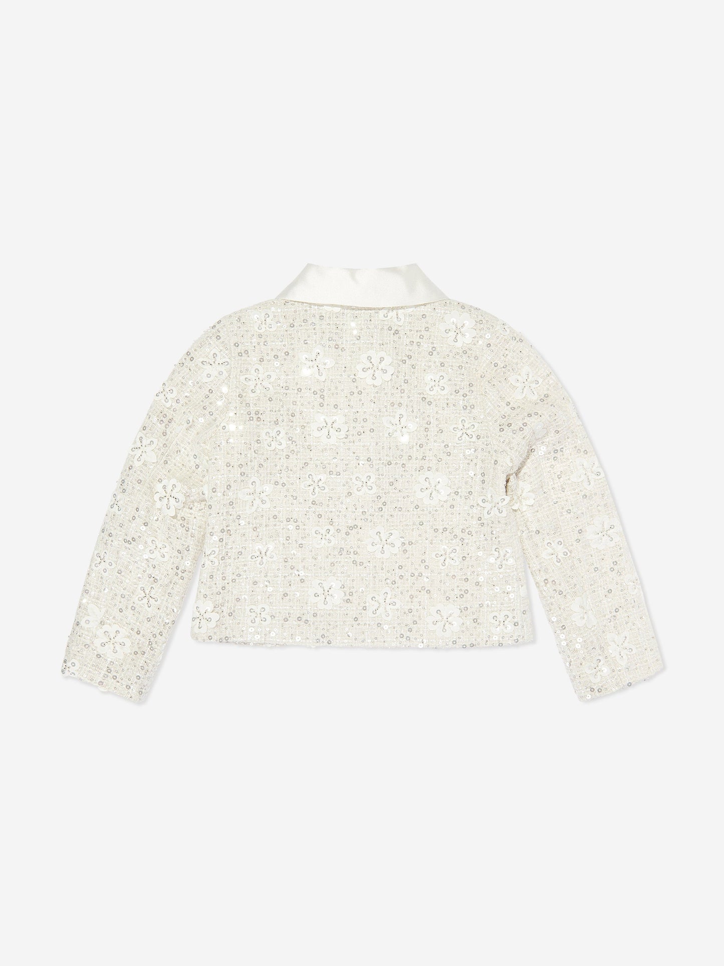 Mama Luma Girls Sequin Embroidered Jacket in White