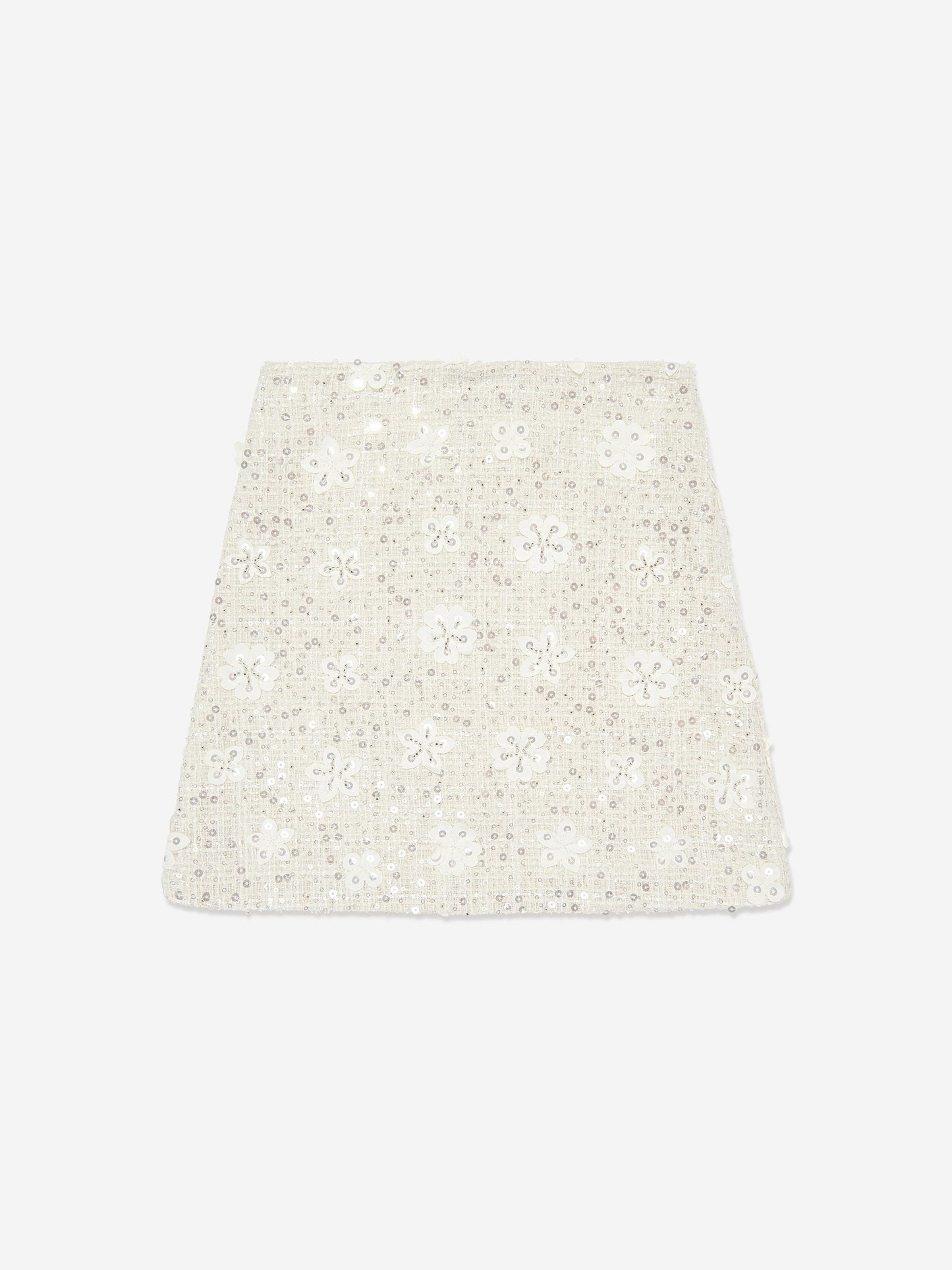 Mama Luma Girls Sequin Embroidered Skirt in Ivory