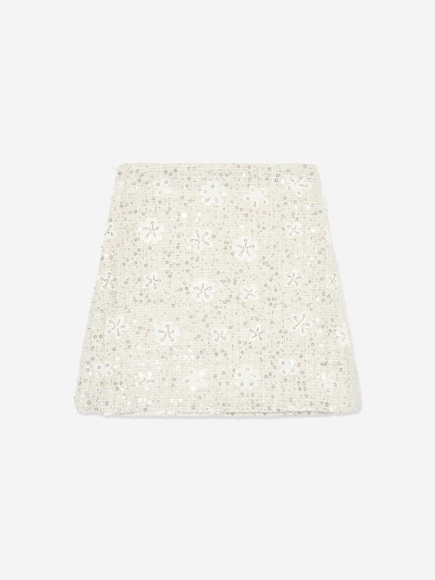 Mama Luma Girls Sequin Embroidered Skirt in Ivory