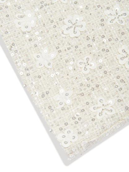 Mama Luma Girls Sequin Embroidered Skirt in Ivory