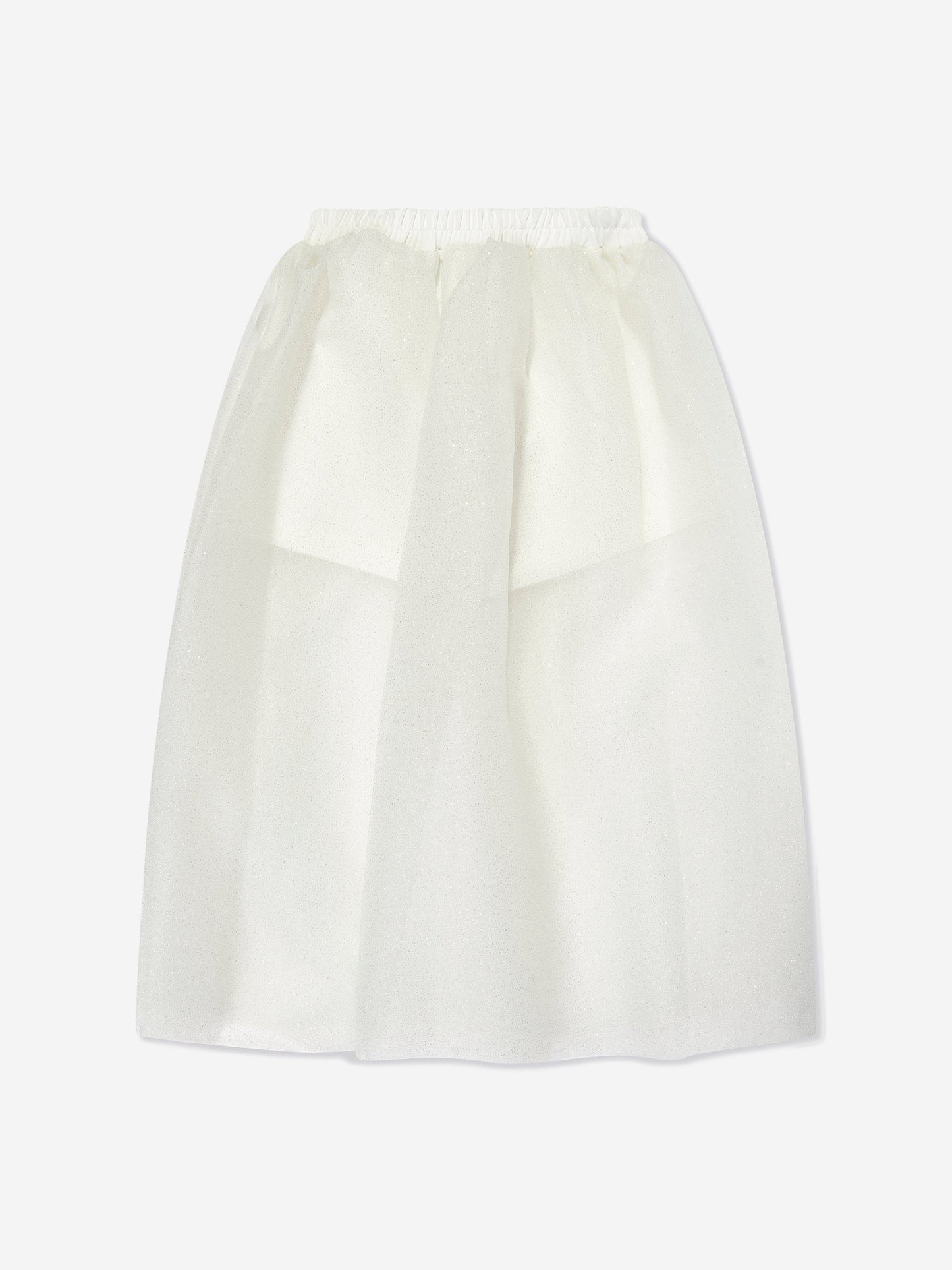 Mama Luma Girls Long Tulle Skirt in White