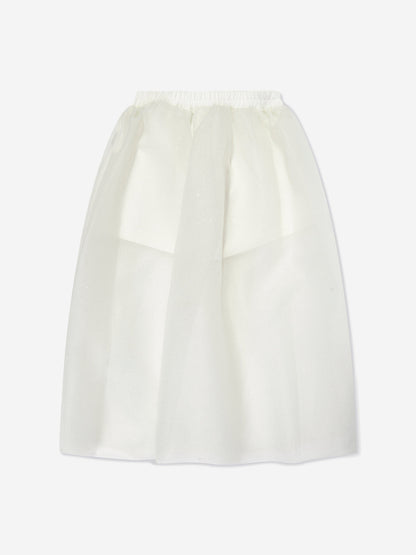 Mama Luma Girls Long Tulle Skirt in White
