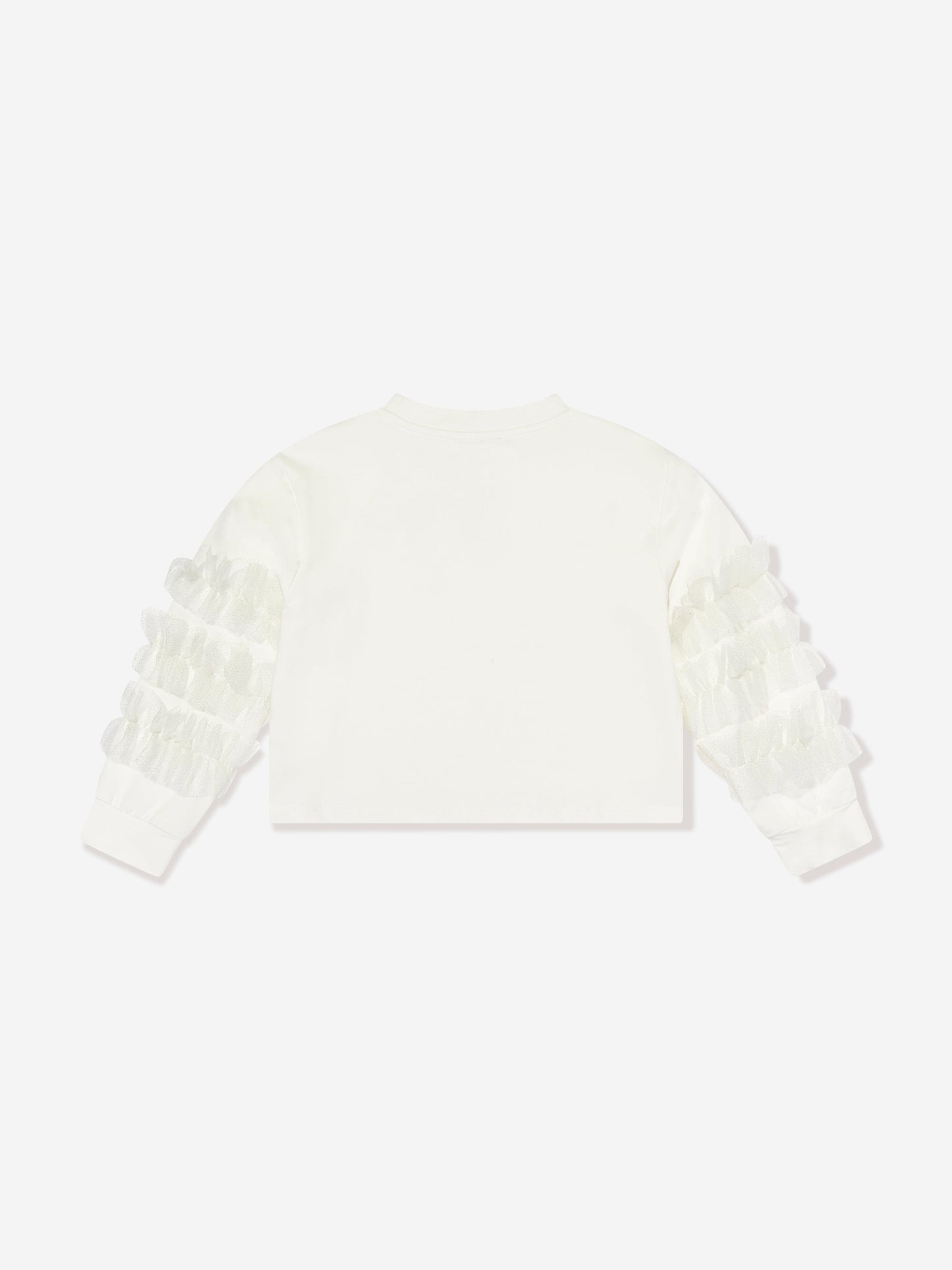 Mama Luma Girls Organza Detailed Sleeve Sweatshirt in White