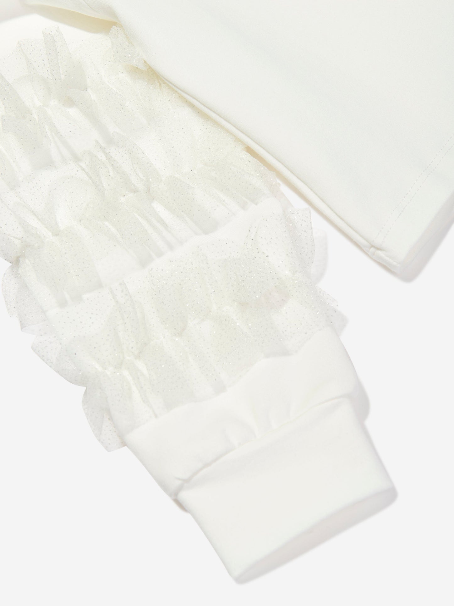 Mama Luma Girls Organza Detailed Sleeve Sweatshirt in White