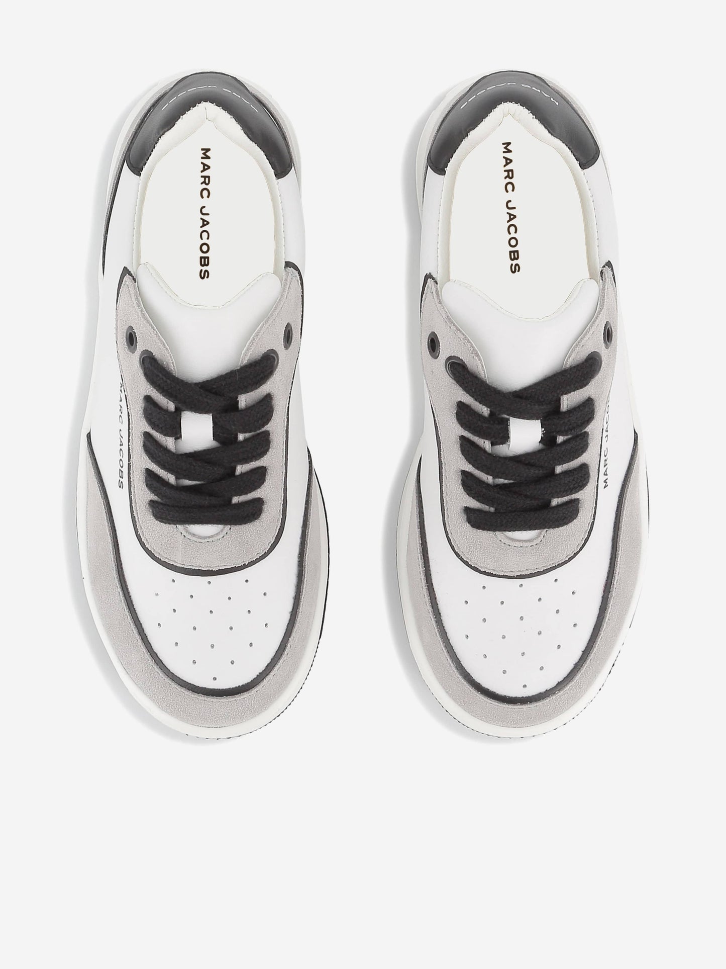 MARC JACOBS Kids Leather Logo Lace-Up Trainers in White