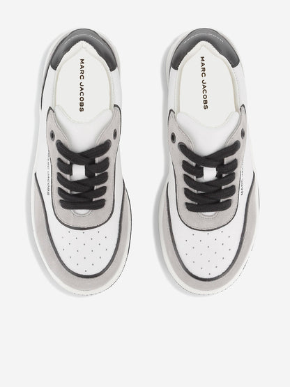 MARC JACOBS Kids Leather Logo Lace-Up Trainers in White