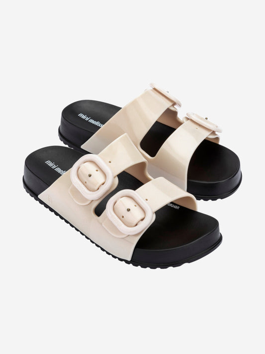 Mini Melissa Girls Cozy Slide Sandals in Ivory