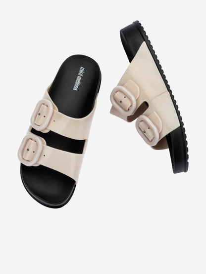 Mini Melissa Girls Cozy Slide Sandals in Ivory