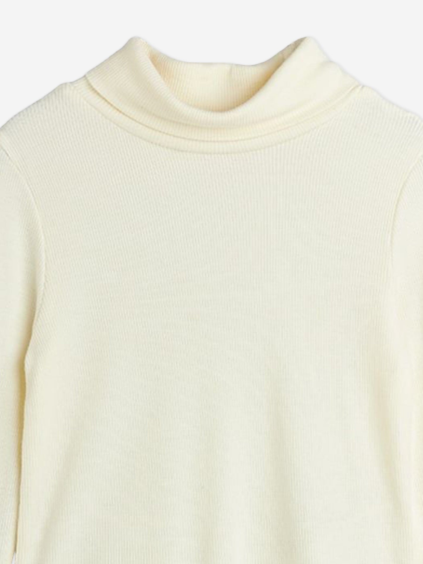 Mini Rodini Girls Ribbed Turtleneck Top in Ivory