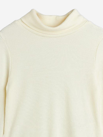 Mini Rodini Girls Ribbed Turtleneck Top in Ivory