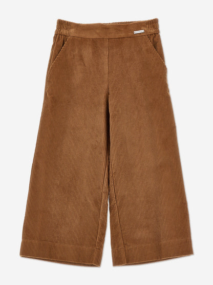 Monnalisa Girls Corduroy Wide Leg Trousers in Brown