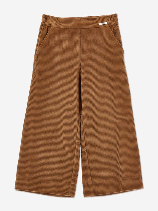 Monnalisa Girls Corduroy Wide Leg Trousers in Brown