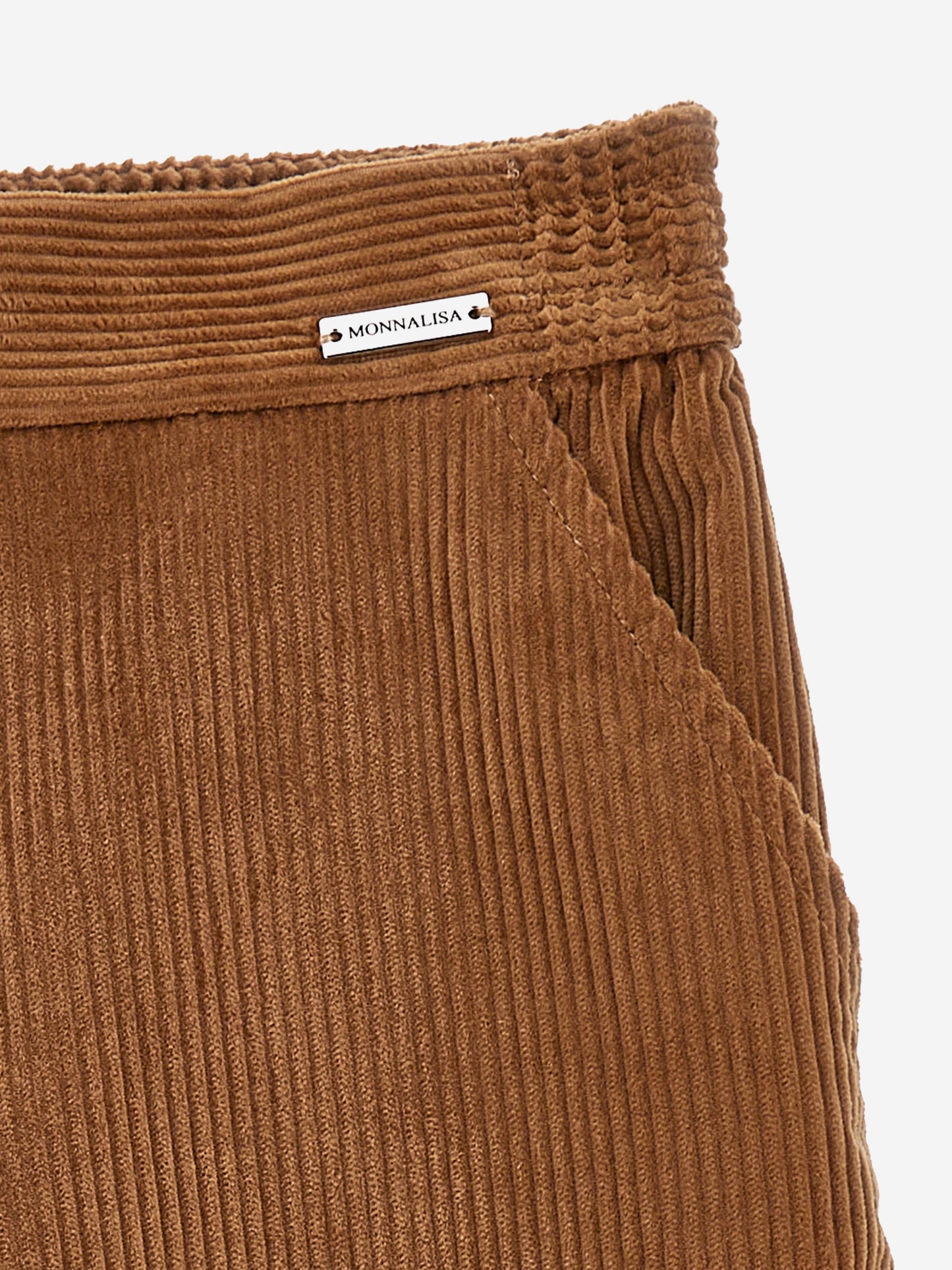Monnalisa Girls Corduroy Wide Leg Trousers in Brown