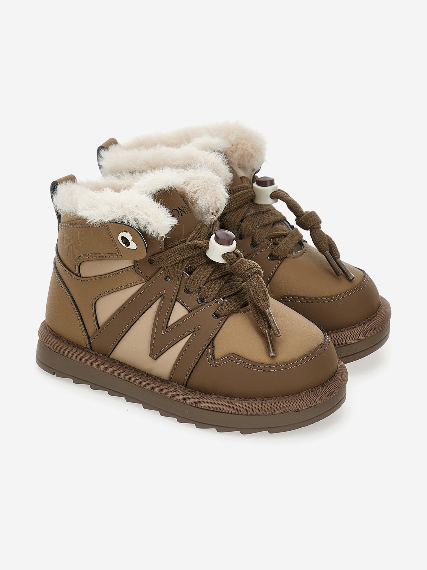 Monnalisa Girls Logo Lace Up Boots in Brown