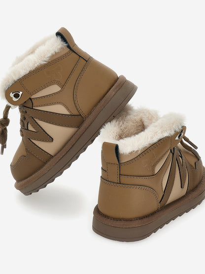 Monnalisa Girls Logo Lace Up Boots in Brown