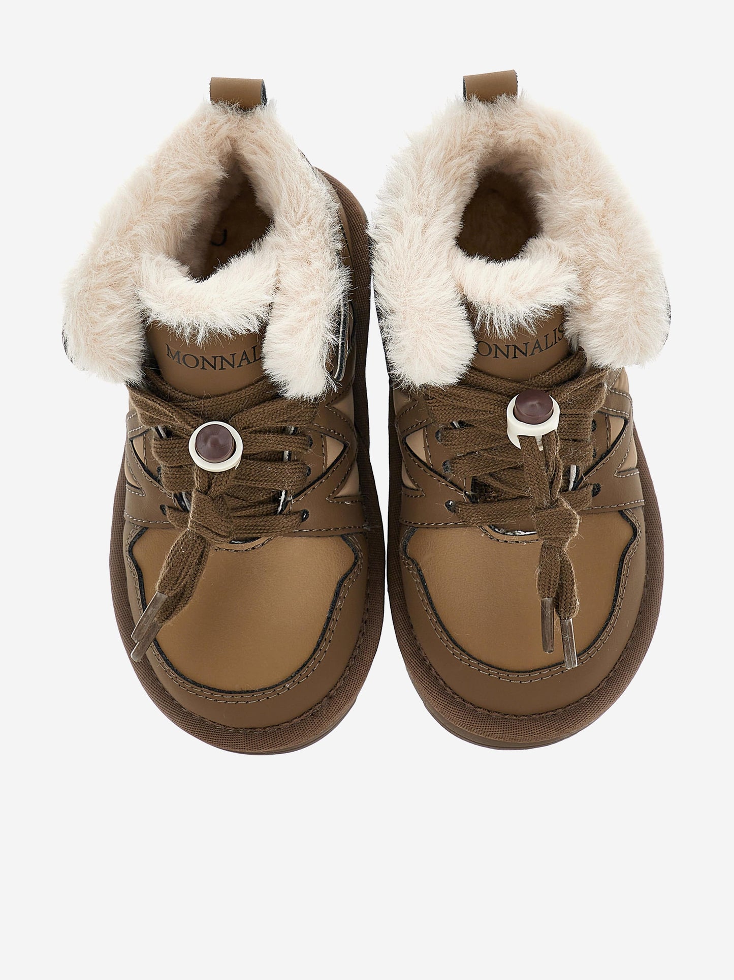 Monnalisa Girls Logo Lace Up Boots in Brown