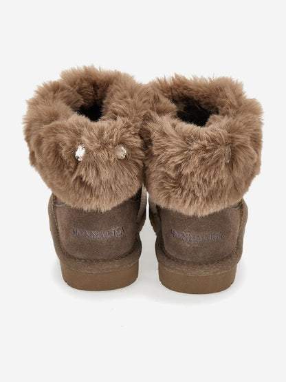 Monnalisa Girls Suede Boots with Gems in Brown