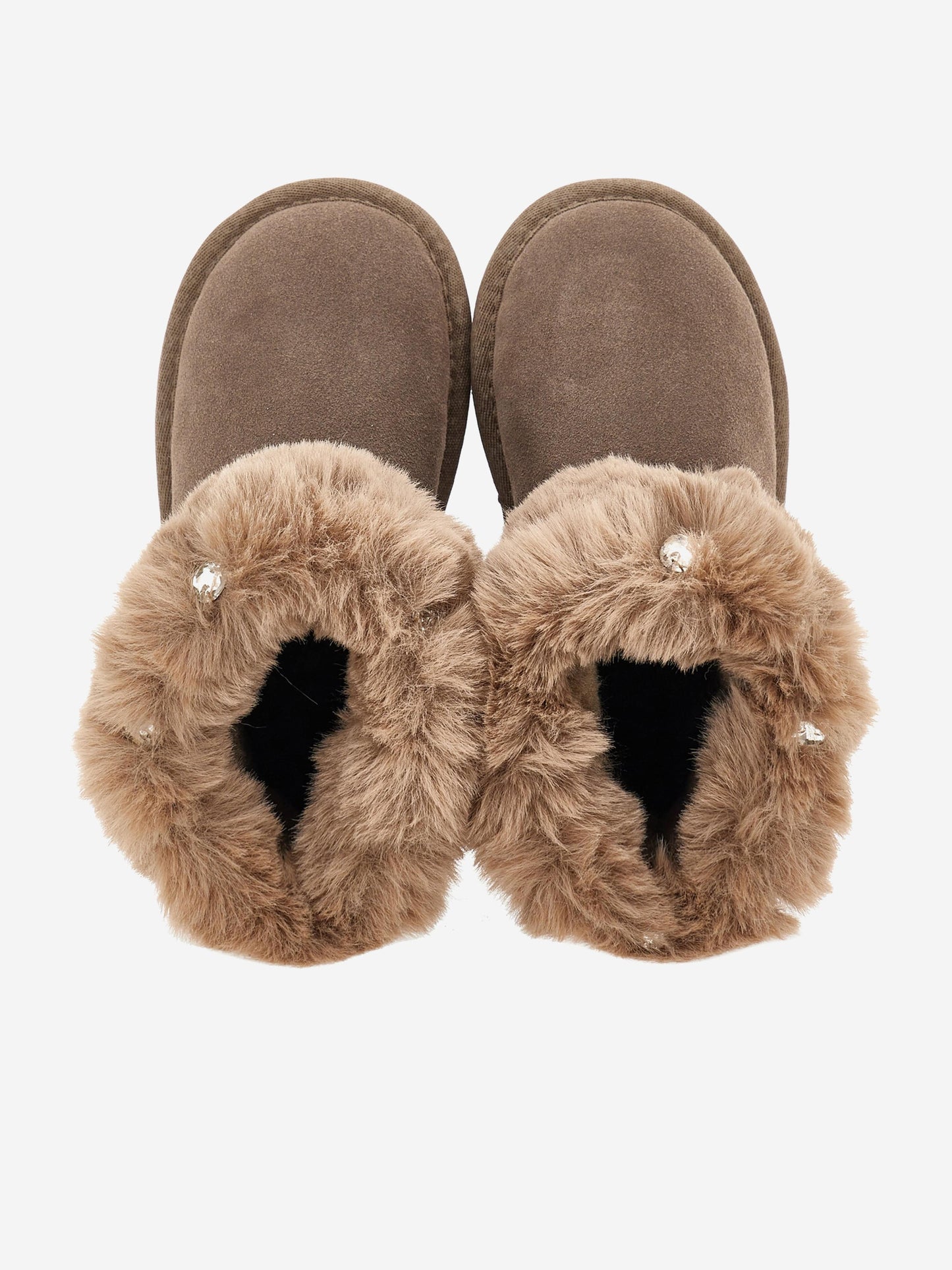 Monnalisa Girls Suede Boots with Gems in Brown