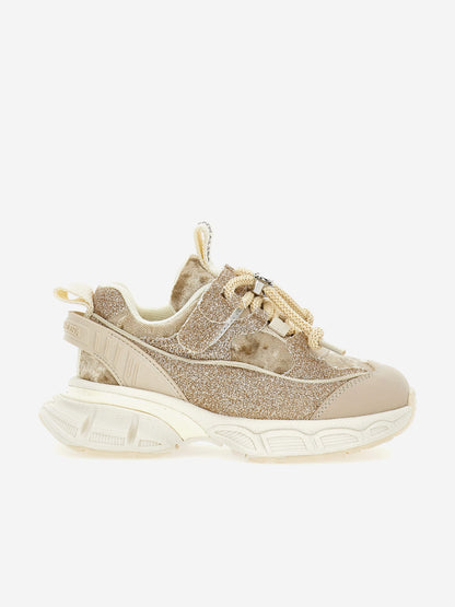 Monnalisa Girls Chunky Glitter Trainers in Beige