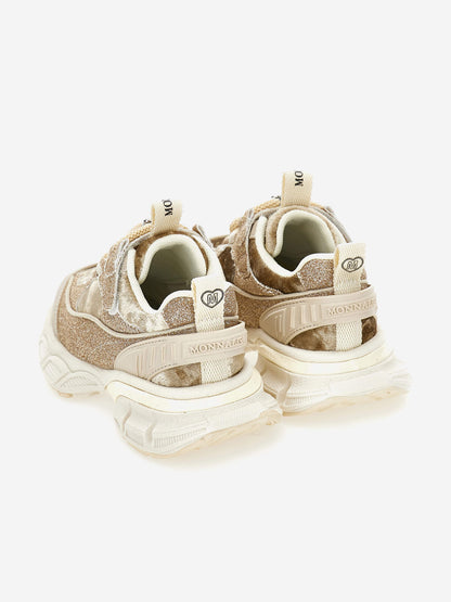 Monnalisa Girls Chunky Glitter Trainers in Beige