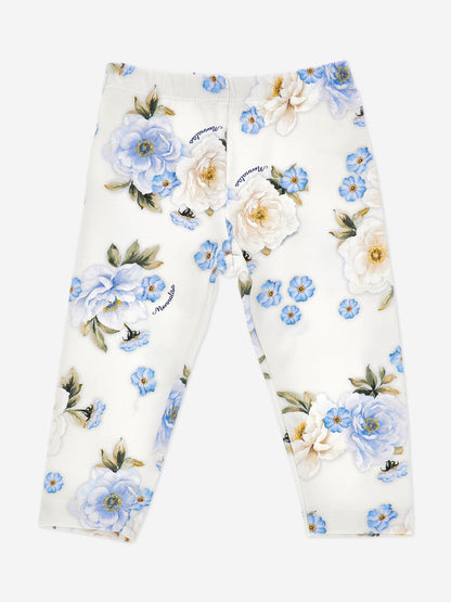 Monnalisa Baby Girls Flower Print Leggings in Beige