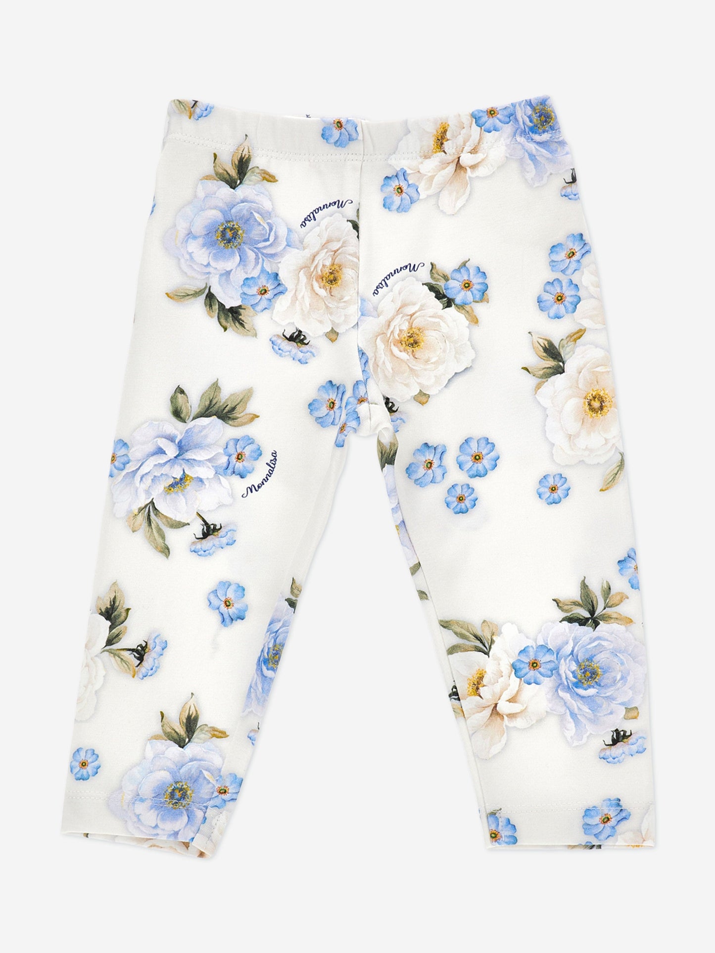 Monnalisa Baby Girls Flower Print Leggings in Beige