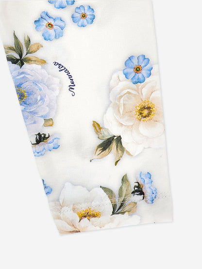 Monnalisa Baby Girls Flower Print Leggings in Beige