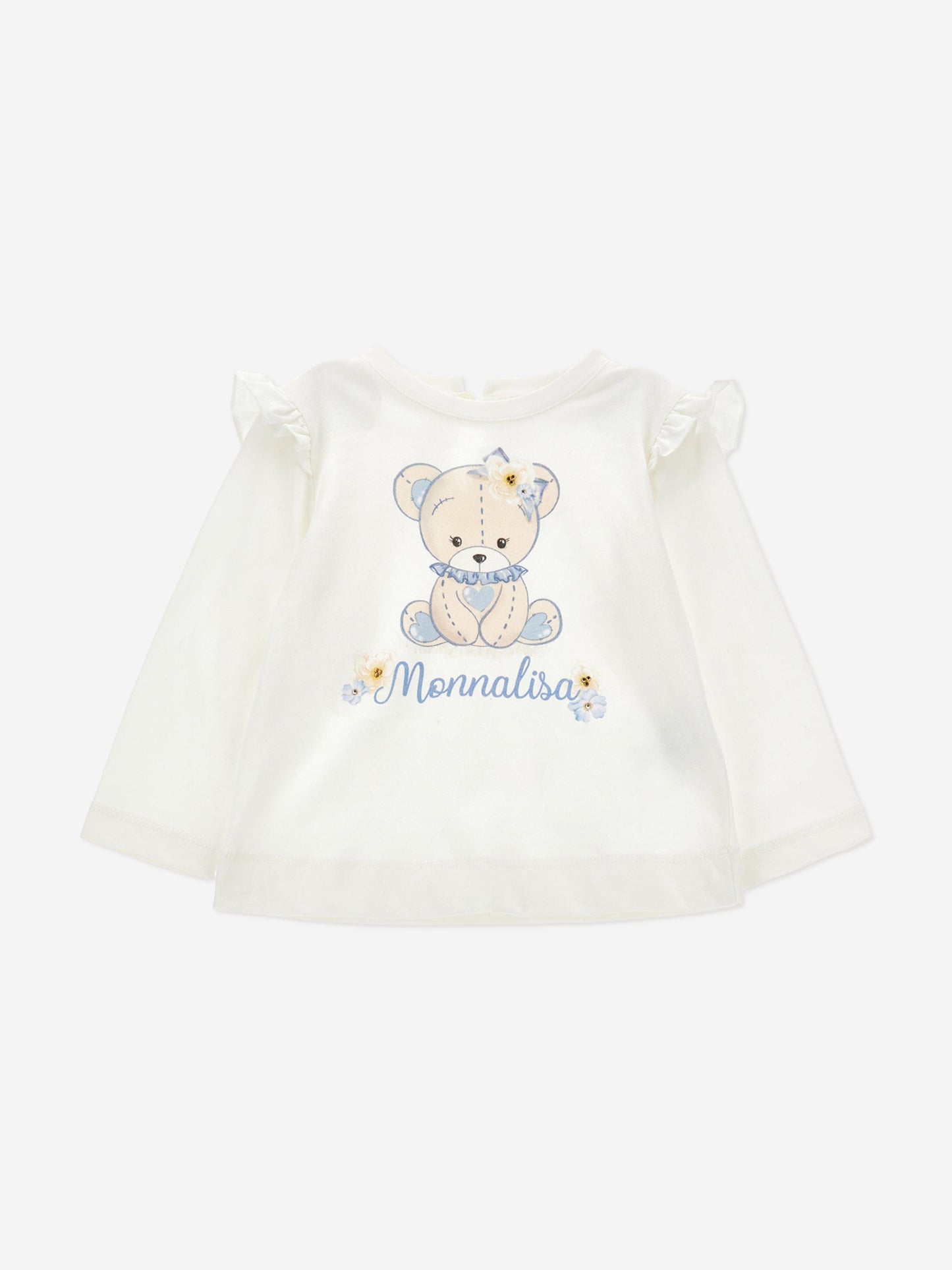 Monnalisa Baby Girls Long Sleeve Teddy T-Shirt in White