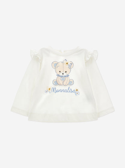Monnalisa Baby Girls Long Sleeve Teddy T-Shirt in White