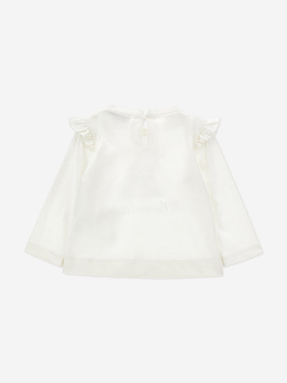 Monnalisa Baby Girls Long Sleeve Teddy T-Shirt in White