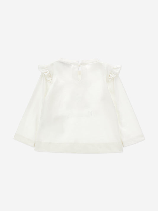 Monnalisa Baby Girls Long Sleeve Teddy T-Shirt in White