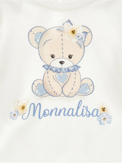 Monnalisa Baby Girls Long Sleeve Teddy T-Shirt in White