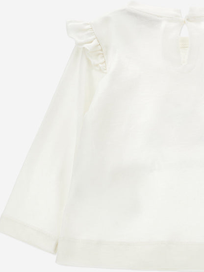 Monnalisa Baby Girls Long Sleeve Teddy T-Shirt in White