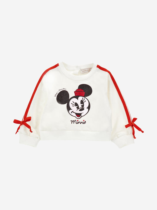 Monnalisa Baby Girls Minnie Mouse Sweatshirt in Ivory