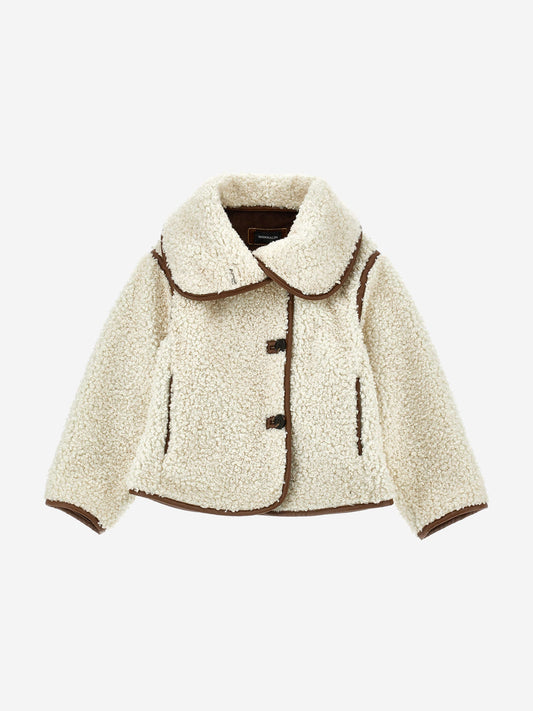 Monnalisa Girls Teddy Fleece Coat in Beige