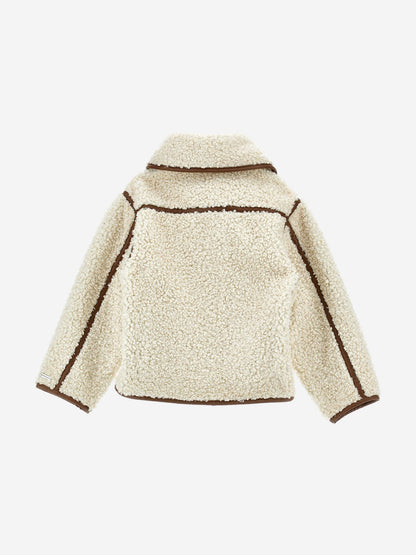 Monnalisa Girls Teddy Fleece Coat in Beige